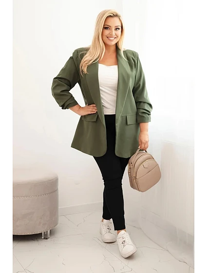 Dámská elegantní Plus Size sako khaki