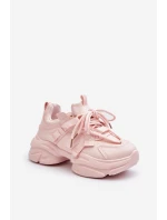 Sneakersy Damskie Na Masywnej Podeszwie Różowe Windamella
