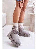 Dámské Sněhule Na Platformě Zateplené Kožíškem Šedé model 21672076 - Boto