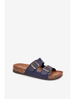 Dámské pantofle na korkové platformě s přezkami tmavě modré model 21704319 - EVENTO Dámské pantofle na korkové platformě s přezkami tmavě modré model 21704319 - EVENTO