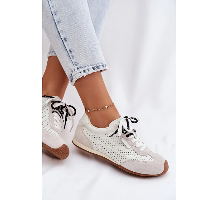 Kožené semišové dámské tenisky Big Star TT274555 Bílé