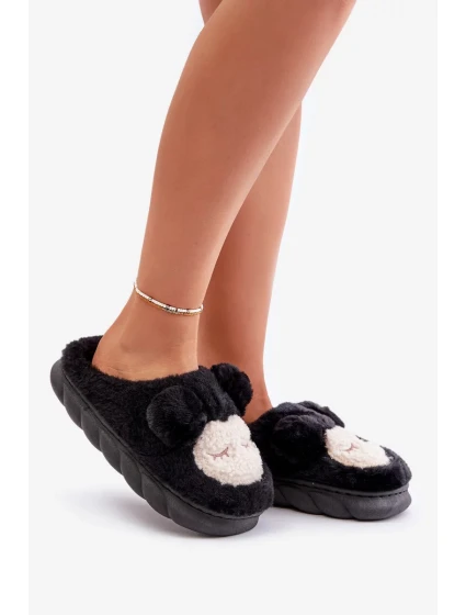 Teplé dámske čierne papuče s kožušinou Jozelinetta Teplé dámske čierne papuče s kožušinou Jozelinetta