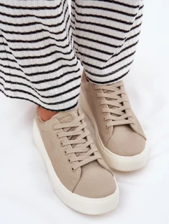 Dámske textilné tenisky na platforme Big Star - béžové