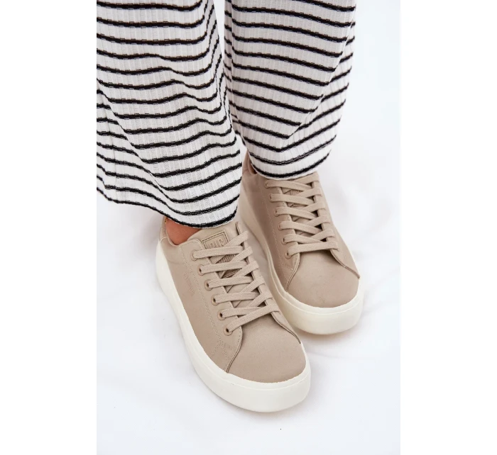 Dámske textilné tenisky na platforme Big Star - béžové Dámske textilné tenisky na platforme Big Star - béžové