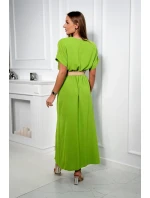 Dlhé šaty s ozdobným opaskom kiwi