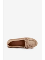Dámské mokasíny s šněrováním a třásněmi Béžové Glorina