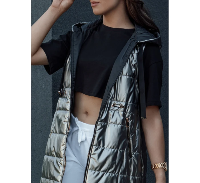 Dámska prešívaná vesta PIXIECODE tmavo šedá FashionStreet TY4437 Dámska prešívaná vesta PIXIECODE tmavo šedá FashionStreet TY4437