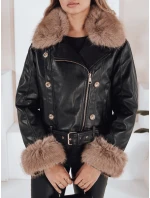 Dámská kožená bunda s kožešinou černá Dstreet model 21991887 - FashionStreet
