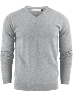 VNeck Pánský svetr s výstřihem do V grey melange model 22460895 - James Harvest