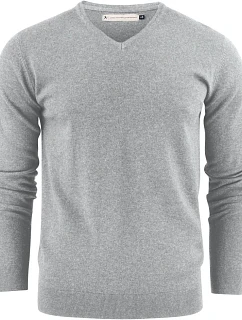 VNeck Pánský svetr s výstřihem do V grey melange model 22460895 - James Harvest