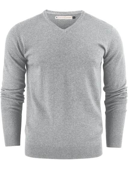 VNeck Pánský svetr s výstřihem do V grey melange model 22460895 - James Harvest VNeck Pánský svetr s výstřihem do V grey melange model 22460895 - James Harvest