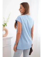 Dámská bunda bez rukávů s kravatou – elegantní střih modrý