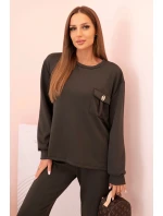 Dámska maslová mikina a nohavice s khaki gumou