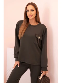 Dámska maslová mikina a nohavice s khaki gumou