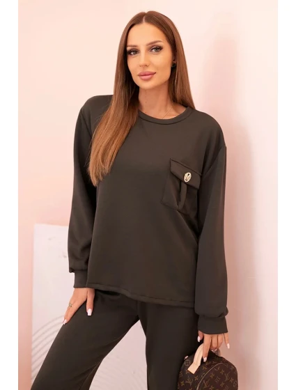 Dámska maslová mikina a nohavice s khaki gumou