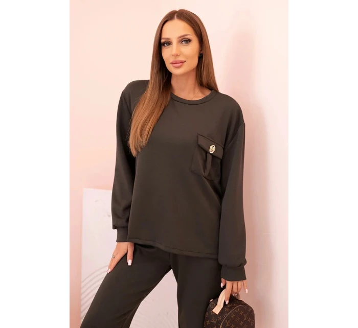 Dámska maslová mikina a nohavice s khaki gumou