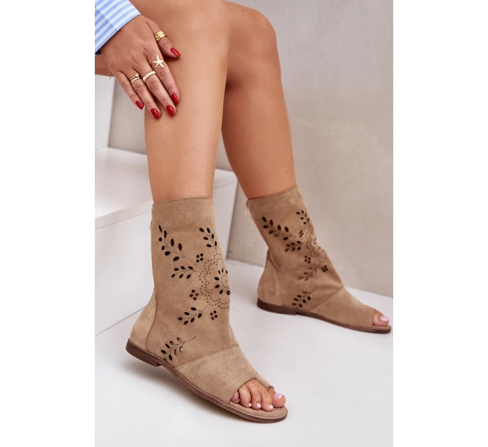 Zazoo 3437 Damskie Zamszowe Sandały Z Cholewką Na Zamek Beżowe Zazoo 3437 Damskie Zamszowe Sandały Z Cholewką Na Zamek Beżowe