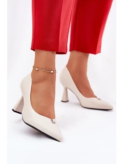 Eleganckie Czółenka Na Rozszerzanej Szpilce Vinceza 62222 Beżowe