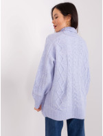 Svetlo fialový dámsky sveter s káblami