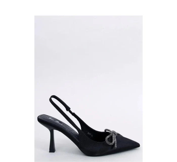 Dámske saténové lodičky s otvorenou špičkou K217 Black - Mix Feet