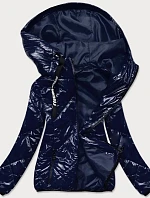 Tmavo modrá prešívaná bunda s kapucňou (BR9776)