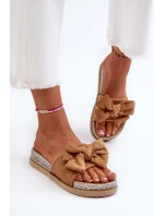 Damskie Klapki Na Platformie Z Kokardą Camel Aflia Damskie Klapki Na Platformie Z Kokardą Camel Aflia