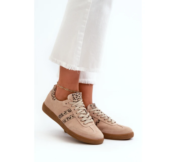 model 21665854 Semišové Nízké Dámské Tenisky Beige - Zazoo model 21665854 Semišové Nízké Dámské Tenisky Beige - Zazoo