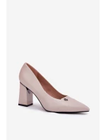 Czółenka Na Słupku Eleganckie Vinceza 62224 Szare