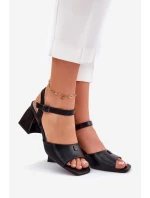 Sandały Damskie Na Słupku Vinceza 62235 Czarne