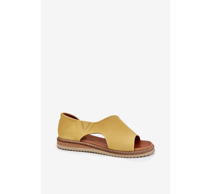 Skórzane Sandały Damskie Artiker 46C1015 Żółte