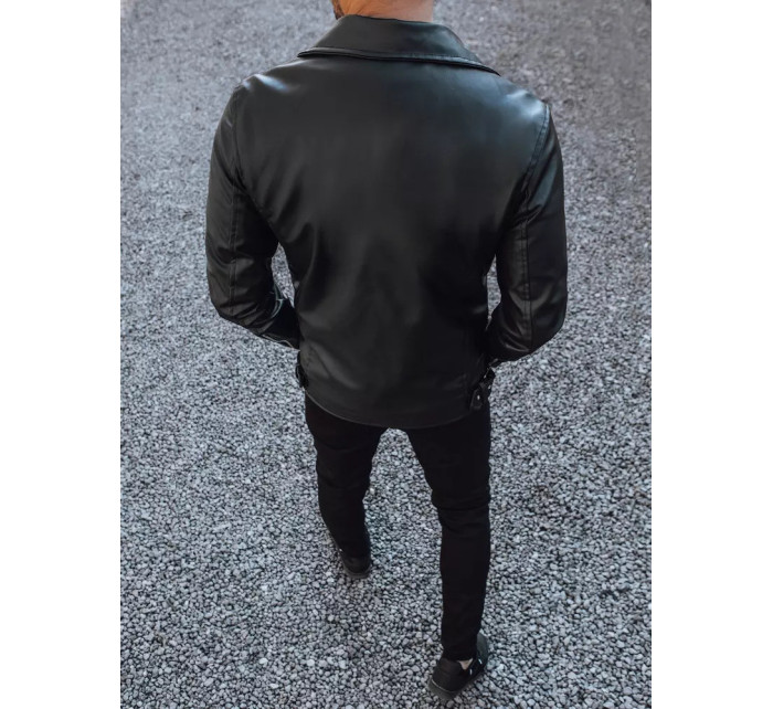 Čierna pánska kožená bunda Dstreet TX4081