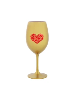 SRDCE - zlatá sklenice na víno 350 ml