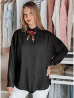Dámské oversize dlouhé tričko s mašlí černé Dstreet model 21984432 - FashionStreet