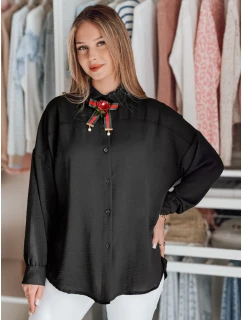 Dámské oversize dlouhé tričko s mašlí černé Dstreet model 21984432 - FashionStreet