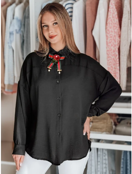 Dámské oversize dlouhé tričko s mašlí černé Dstreet model 21984432 - FashionStreet