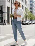 Dámske džínsové nohavice mom fit s opaskom FashionStreet UY2882