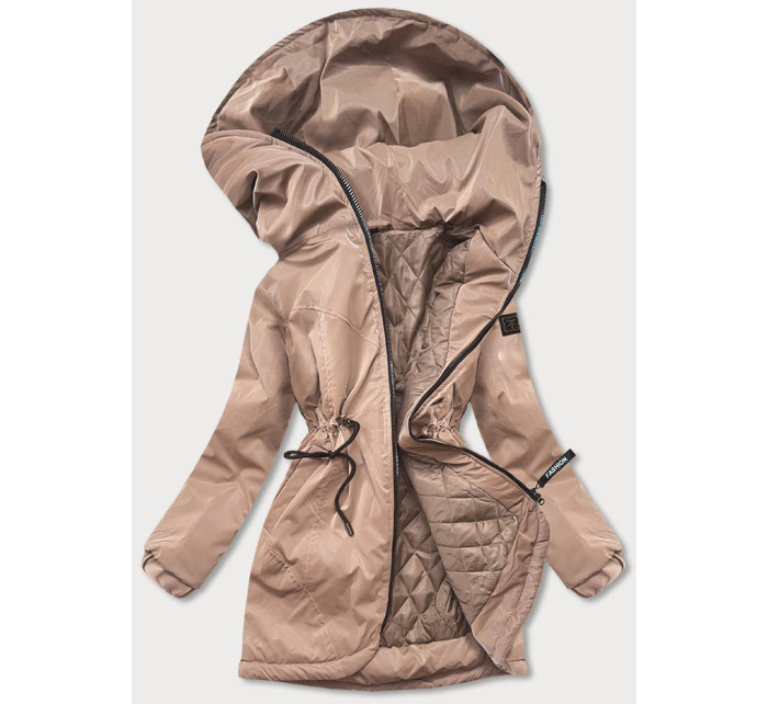 Béžová dámská bunda s kapucí (B8105-46)