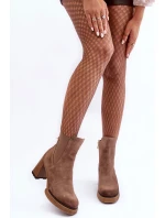 Zamszowe Botki Na Słupku Brązowe Lemar Liresa