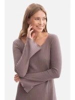 B308 Rebrované midi šaty - kakaové B308 Rebrované midi šaty - kakaové