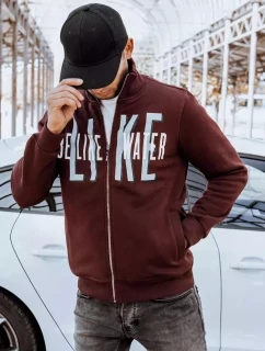 Pánská mikina na zip s potiskem bordó Dstreet model 21966615 - FashionStreet