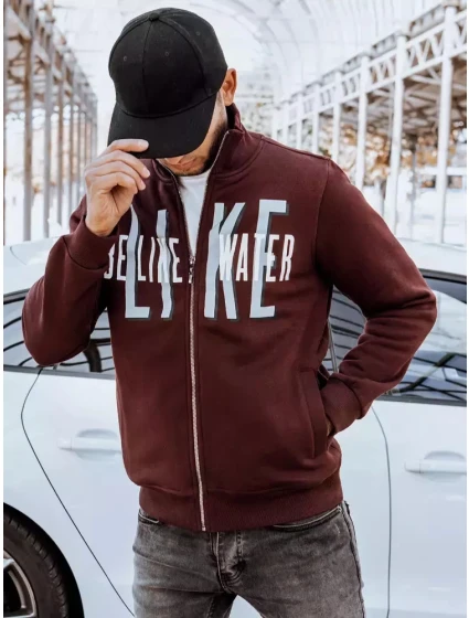 Pánská mikina na zip s potiskem bordó Dstreet model 21966615 - FashionStreet