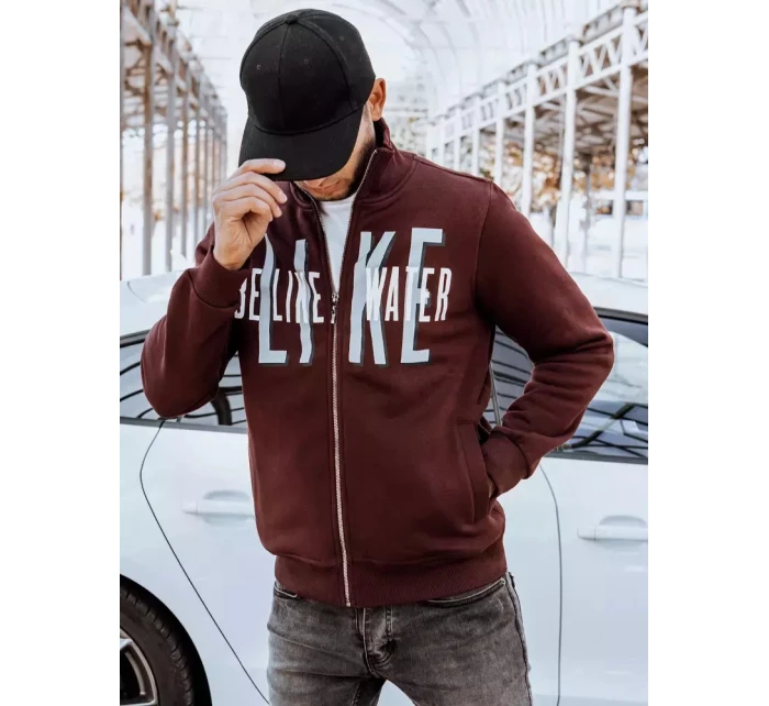 Pánská mikina na zip s potiskem bordó Dstreet model 21966615 - FashionStreet