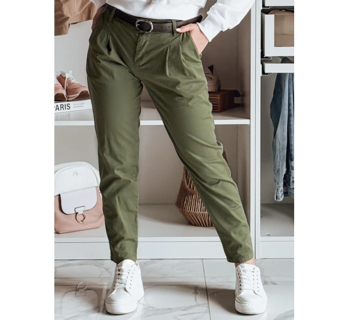 Dámské kalhoty chinos s páskem khaki Dstreet model 21986456 - FashionStreet Dámské kalhoty chinos s páskem khaki Dstreet model 21986456 - FashionStreet