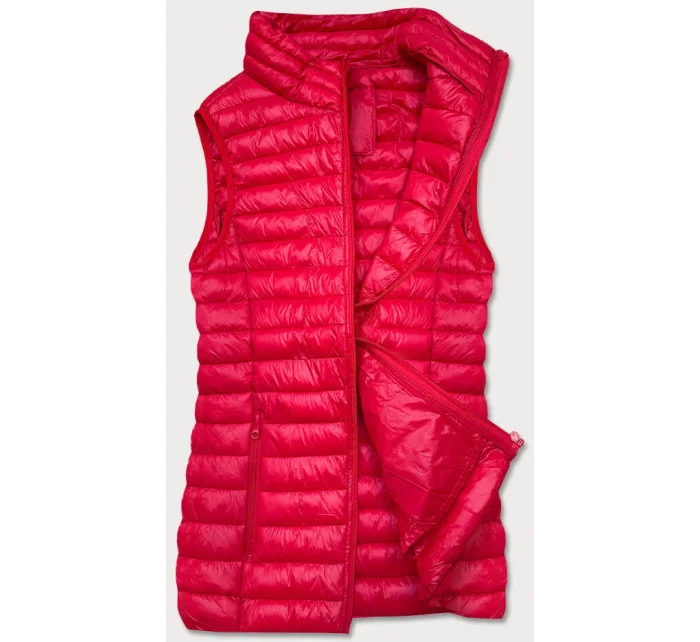 Tmavočervená krátka dámska prešívaná vesta (5M702-277) Tmavočervená krátka dámska prešívaná vesta (5M702-277)