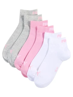 Ponožky Puma Quarter Plain, balenie po 3 kusoch, ružové, biele, sivé 938589 11