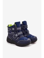 Ocieplane Dziecięce Śniegowce Trapery Big Star OO374048 Granatowe