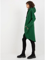 Dámska dlhá mikina na zips s kapucňou - zelená