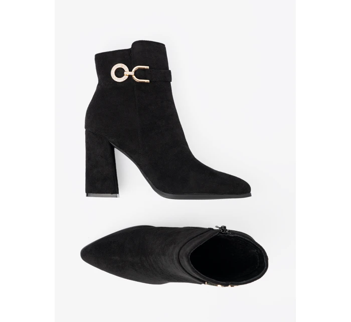 Trendy  kotníčkové boty černé dámské na širokém podpatku