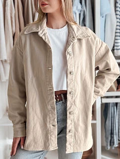 Dámska prechodná oversize košeľová bunda KOSMOJACK j.beige FashionStreet TY4842