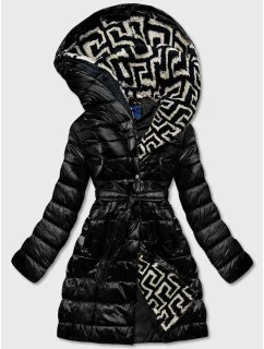 Dámska ľahká zimná bunda so zateplenou kapucňou čierna (omdl-019)